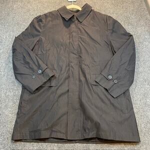 London Fog Mens Black Trench Coat Size Large Remoavable Insulated Lining Warm